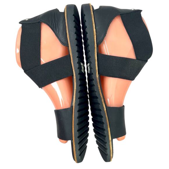 SOREL Ella Leather Flat Sandal Criss Cross Elastic Straps in Black Women's 8.5 - Picture 6 of 13